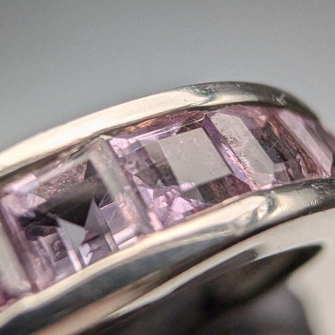 Vintage Purple Stone Half Eternity Sterling Silver Ring (US Size 7)