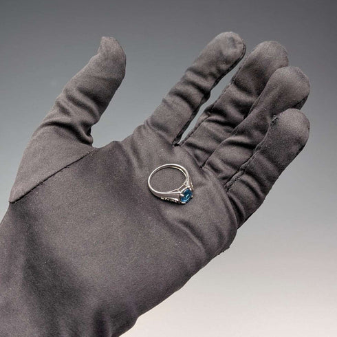 UK Vintage Blue Stone "LOVE" Engraved Sterling Silver Ring (Japanese size 15)