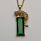 Vintage Sterling Silver Gilt Panther Pedestal Green Stone Pendant