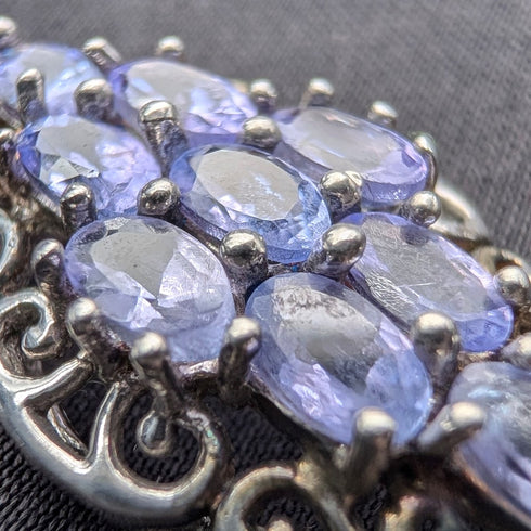 Vintage Purple Stone Sterling Silver Pendant with Sterling Silver Chain