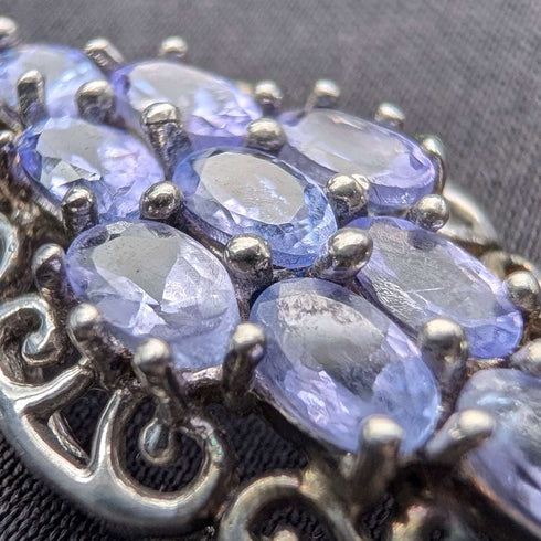Vintage Purple Stone Sterling Silver Pendant with Sterling Silver Chain