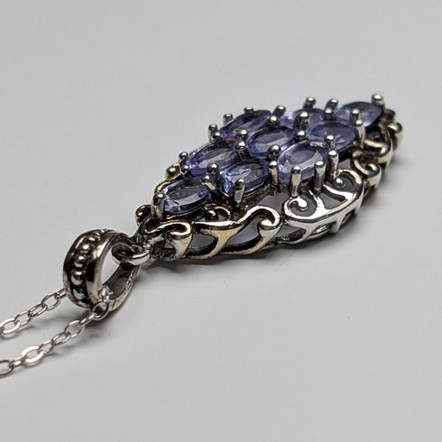 Vintage Purple Stone Sterling Silver Pendant with Sterling Silver Chain