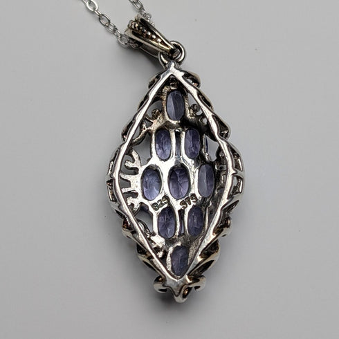 Vintage Purple Stone Sterling Silver Pendant with Sterling Silver Chain