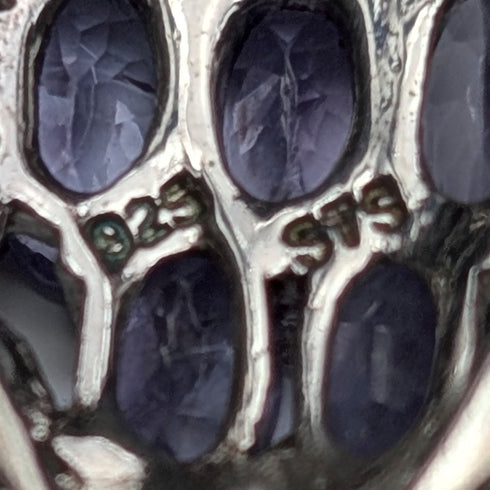 Vintage Purple Stone Sterling Silver Pendant with Sterling Silver Chain