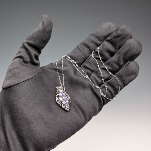 Vintage Purple Stone Sterling Silver Pendant with Sterling Silver Chain