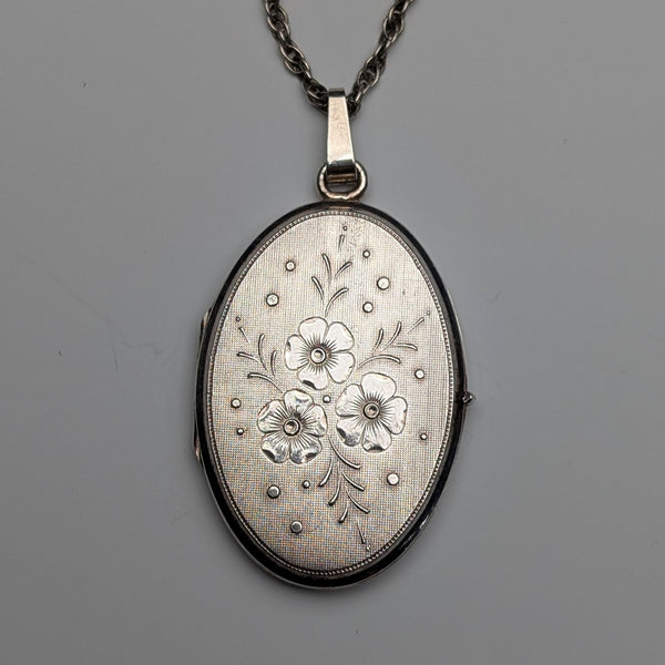 英國復古花卉雕刻純銀相框墜子附純銀項鍊