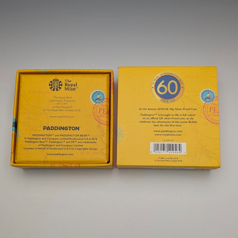 英国 「くまのパディントン」誕生60周年記念 50ペンス記念銀貨 RoyalMint ケース・説明書付