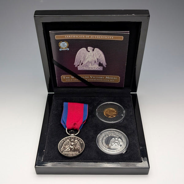 "Battle of Waterloo" 200th Anniversary of Victory Gold and Silver Coin and Replica Medal 3-Coin Set