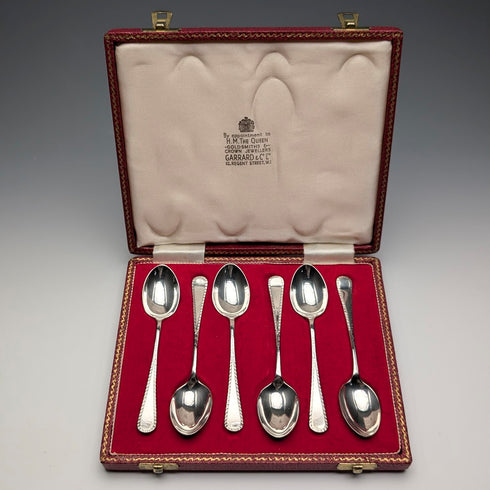 1967年 英国ヴィンテージ 純銀製デミタススプーン6本セット 計69g Garrard&Co ケース入