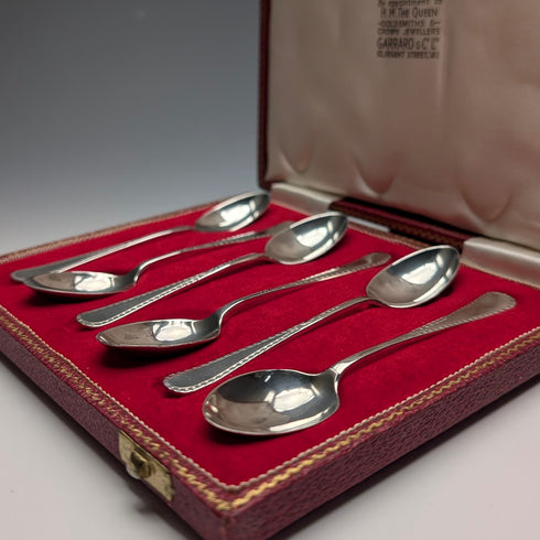 1967年 英国ヴィンテージ 純銀製デミタススプーン6本セット 計69g Garrard&Co ケース入