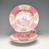 English Vintage Minton Pink Cockatrice Teacup Trio