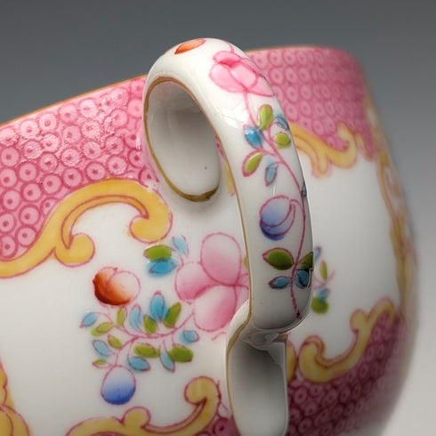 English Vintage Minton Pink Cockatrice Teacup Trio