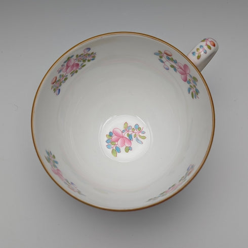 English Vintage Minton Pink Cockatrice Teacup Trio
