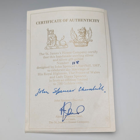1981年 英国ロイヤルウェディング記念 純銀製ゴブレット 207g St James House Company