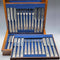 Antique British Silver Plate Fish Cutlery Set 18 Pairs by Martin&Hall in Wooden Box
