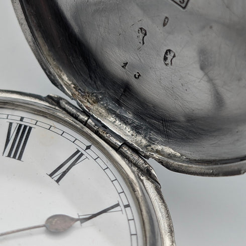 Circa 1907 Antique Omega Pocket Watch 935 Silver Hunter Case Good Working Condition