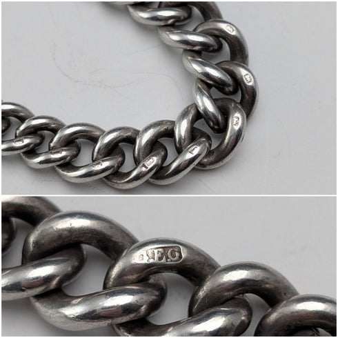 約1915年英國古董純銀阿爾伯特鏈,重51克,經典汽車吊墜