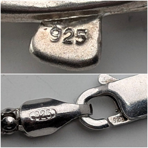 ヴィンテージ 純銀製 エナメル装飾 大型魚型ペンダント 純銀ネックレス付 計44g