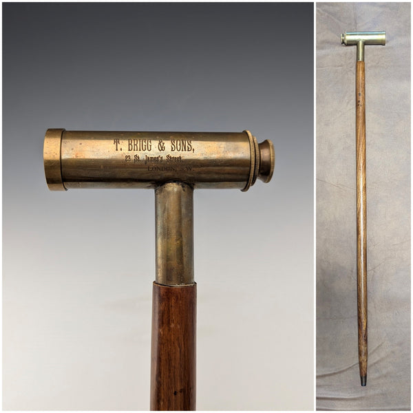 Vintage British gentleman's telescoping handle walking stick, 85cm, T.BRIGG & SONS