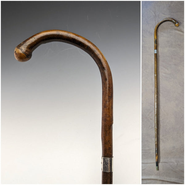 1919 年英國古董男士手杖純銀裝飾彎柄 88 厘米