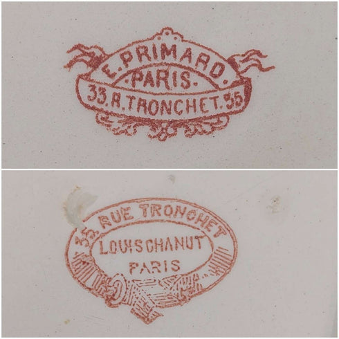 French Antique Japonism Design Hard Ceramic Soup Plate Pair ①