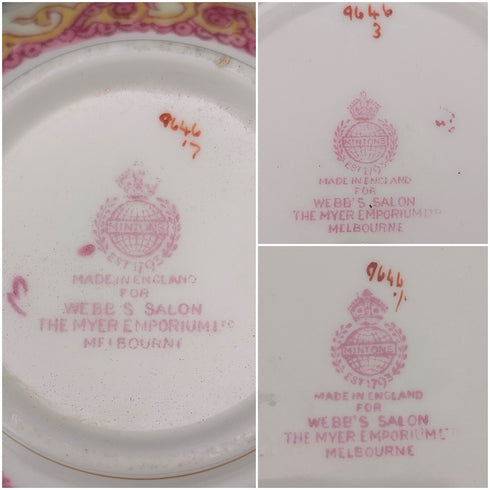 1920年代英國明頓茶杯三件組粉紅雞蛇,為邁耶商場特別訂購③