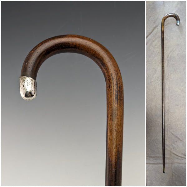 1919年 英国アンティーク 紳士用軽量ステッキ 純銀装飾 ブラウンシャフト 90cm