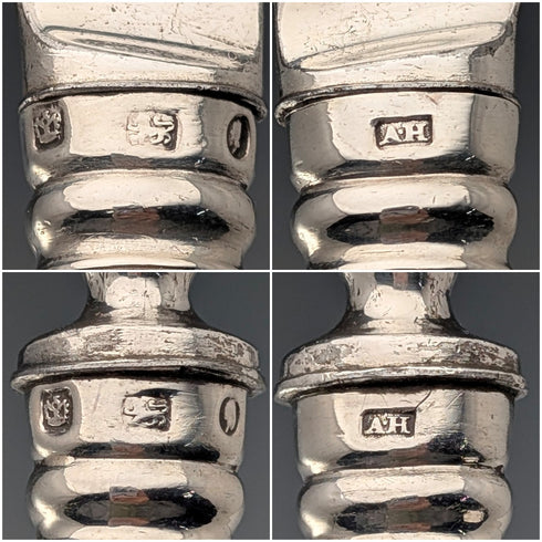 初期ビクトリアン 英国アンティーク 純銀ハンドル デザートカトラリー5ペア Aaron Hadfield