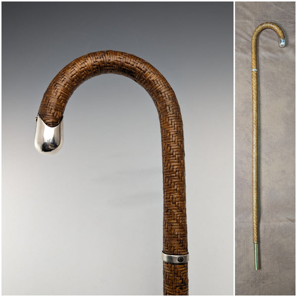 ヴィンテージ 紳士用 籐編み ウィッカーステッキ 杖 87cm
