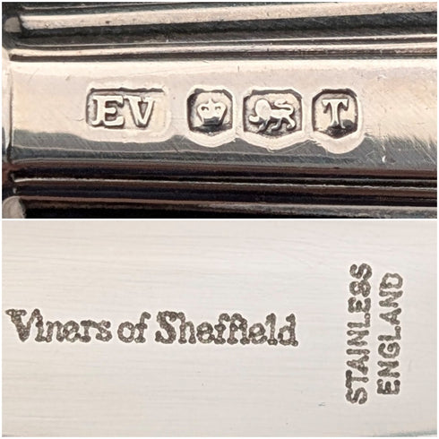 Circa 1961 British Vintage Sterling Silver Handle Tea Knife Set of 6 in Viner's Case