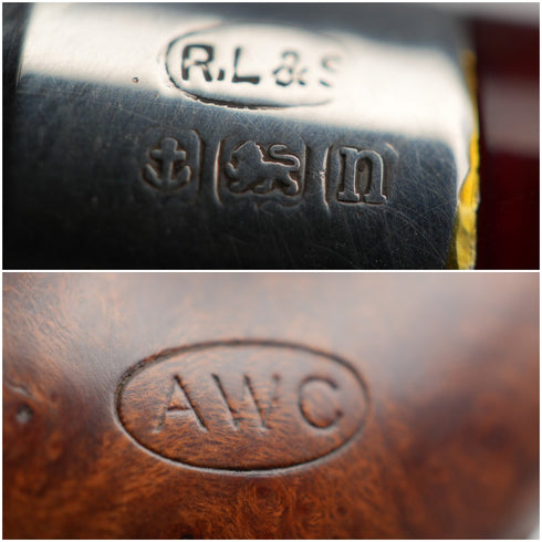 1912年 英國古董 AWC 煙斗 純銀裝飾 附盒裝