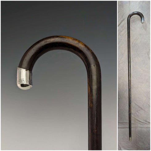 1931 年英國復古男士手杖,純銀裝飾,棕色軸,92 厘米