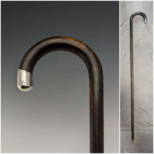1931 年英國復古男士手杖,純銀裝飾,棕色軸,92 厘米