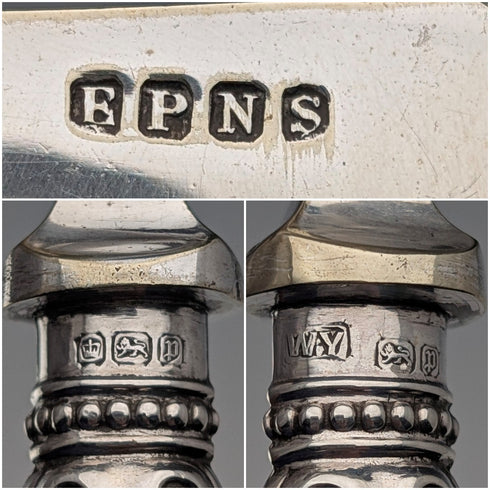 1907 British Antique Sterling Silver Handle Bread Fork by William Yates