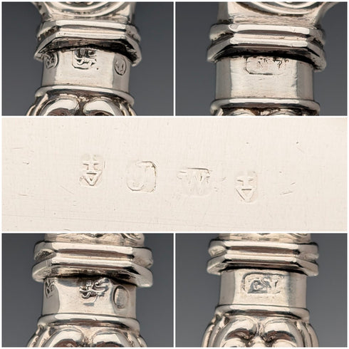 1850年頃 英国アンティーク 純銀ハンドル カトラリー6ペア Charles Needham 木箱入り