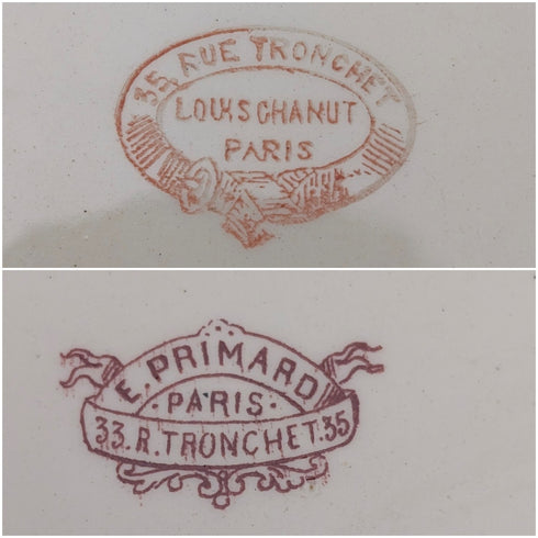 French Antique Japonism Design Hard Ceramic Side Plate Pair ②