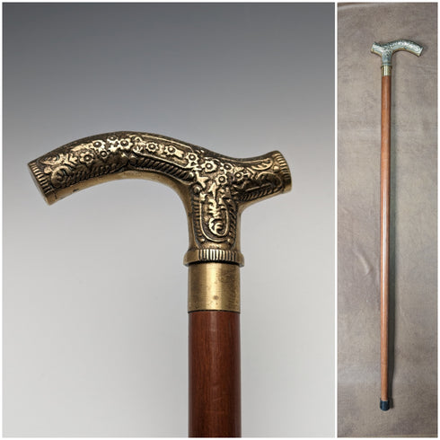 英国ヴィンテージ ステッキ 杖 クラッチハンドル 隠しコンパートメント 89cm