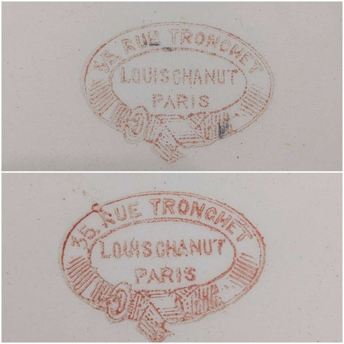 French Antique Japonism Design Hard Ceramic Dinner Plate Pair ②