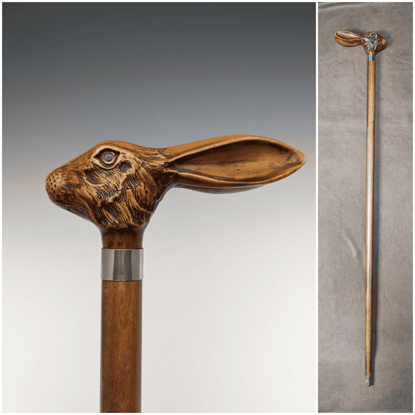 British Vintage Men's Cane Resin Rabbit Head Handle 90cm