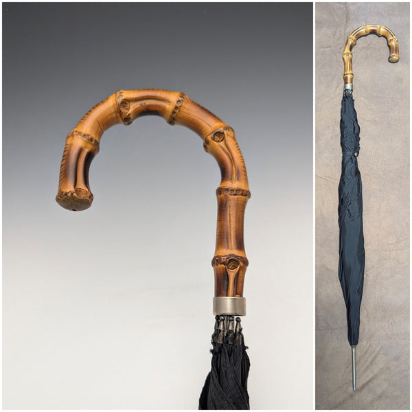 British vintage men's umbrella with curved bamboo handle, 88cm