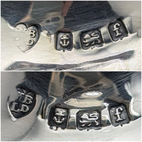 1905 British Antique Sterling Silver Vase Pair Single Vase Cobalt Glass Inner Williams Ltd