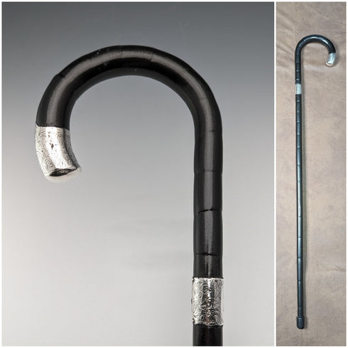 1911 年英國古董男士手杖純銀裝飾黑軸 85 公分 Henry Tracy Sons