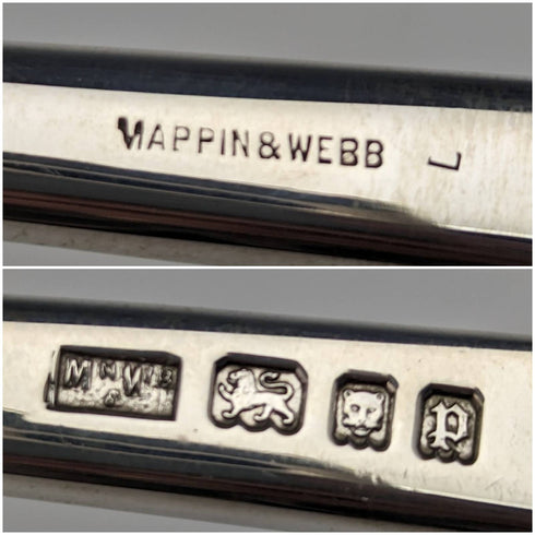 1930 British Vintage Sterling Silver Shoehorn & Button Hook Mappin and Webb