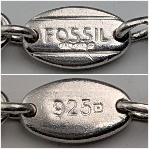 復古純銀現代主義鏈條項鍊,42厘米,28克,FOSSIL