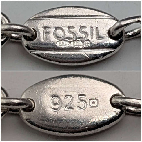 Vintage Sterling Silver Modernist Link Chain Necklace, 42cm, 28g, FOSSIL