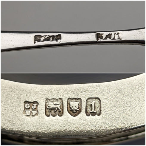 1906年 英国アンティーク 純銀&ブルーグラス ソルトディッシュ&スプーン Josiah Williams