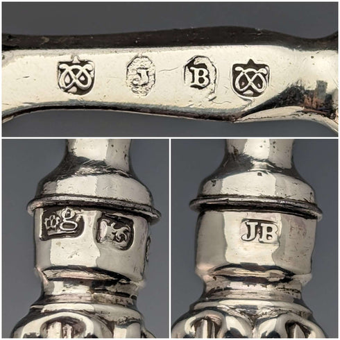 1830 British Antique Sterling Silver Handle Set of 3 Forks John Rodgers & Sons