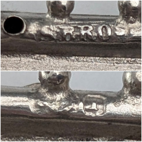 1892年 英国アンティーク 純銀製 木に止まる鳥の彫金 ブローチ