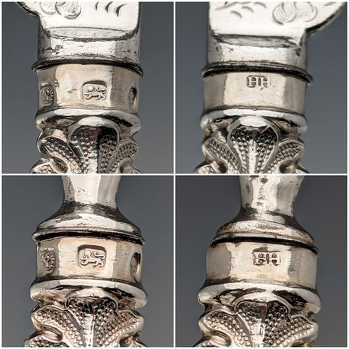 1860年頃 英国アンティーク 純銀ハンドル カトラリー4ペア Harrison Brothers&Howson