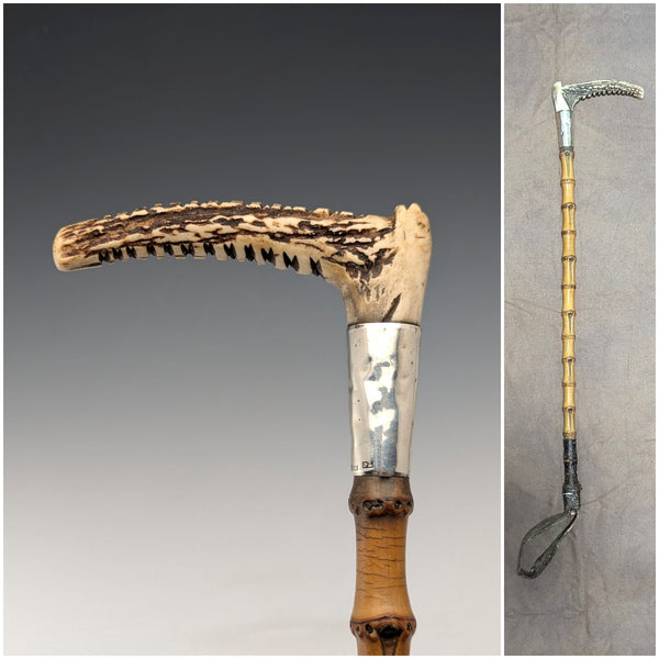 1886 年英國古董鹿角馬鞭,50 厘米